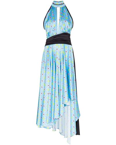 Natasha Zinko Printed Halterneck Dress - Blue