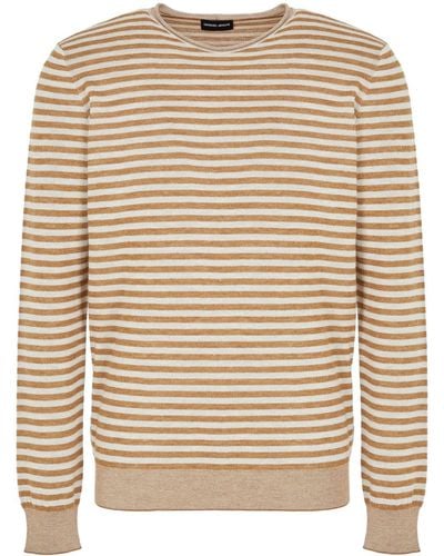 Giorgio Armani Striped Crew-neck Sweater - Natural