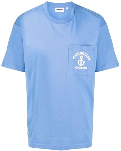 Chocoolate Logo-print Crew-neck T-shirt - Blue