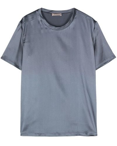 Blanca Vita Crew-neck Satin T-shirt - Blue