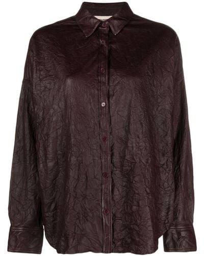 Zadig & Voltaire Tamara Crinkled Leather Shirt - Brown