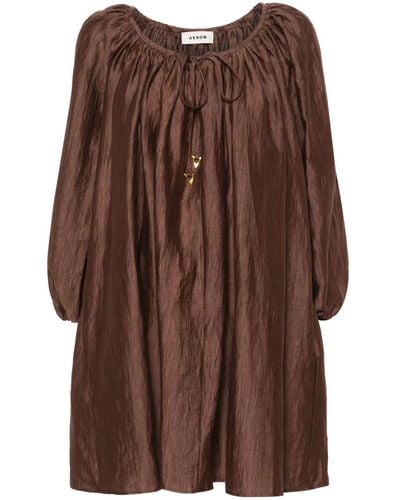Aeron Blouson Mini Dress - Brown