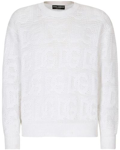 Dolce & Gabbana Pull en crochet à design logo - Blanc
