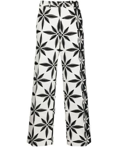 Kusikohc Geometric-print Straight-leg Pants - White