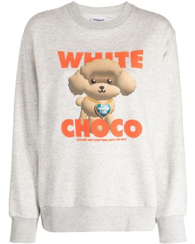 Chocoolate Sweater Met Print - Grijs