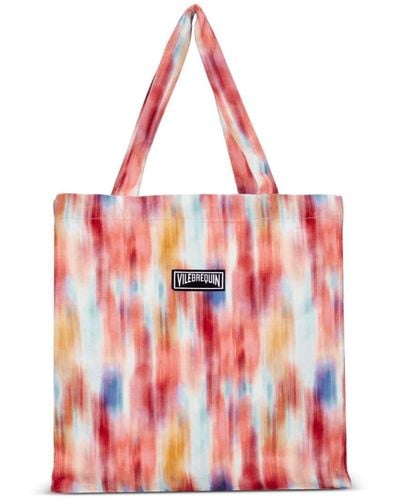 Vilebrequin Tie-dye print linen beach bag - Rouge