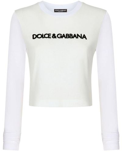 Dolce & Gabbana Logo-lettering Long-sleeve T-shirt - ホワイト
