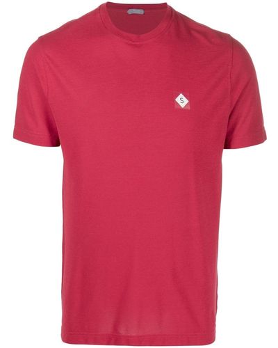Zanone T-shirt Met Logopatch - Rood