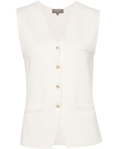 N.Peal Cashmere Mila Cotton-blend Waistcoat - White