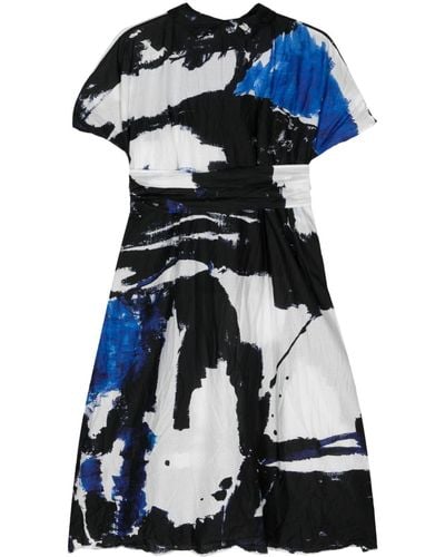 Daniela Gregis Abstract-print Cotton Dress - Blue