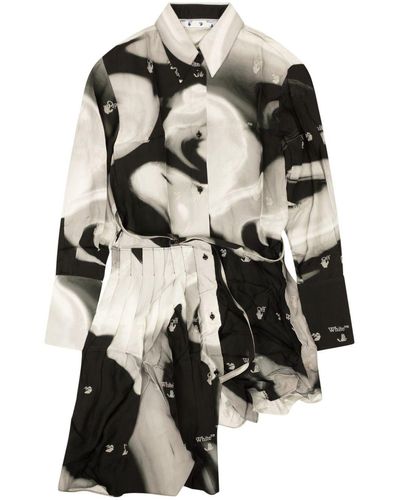 Off-White c/o Virgil Abloh Printed Asymmetric Shirtdress - Black