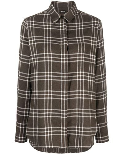 Kiton Plaid-check Flannel Shirt - Black