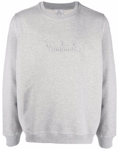 Woolrich Sweater Met Logo-reliëf - Grijs