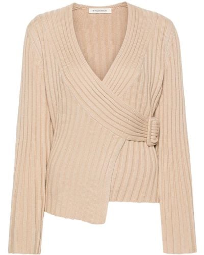 By Malene Birger Chunky-ribbed Wrap Top - Natural