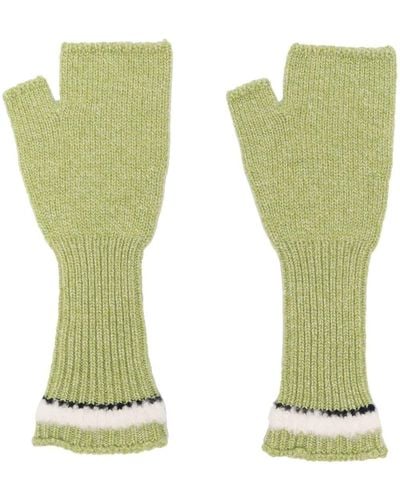 Barrie Shearling-effect Cashmere Fingerless Gloves - Green
