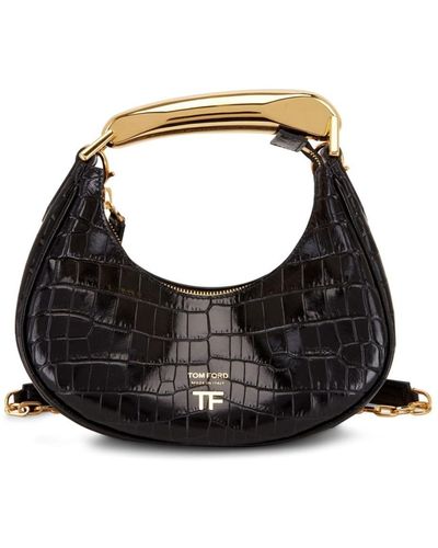 Tom Ford Logo-plaque Leather Crossbody Bag - Black