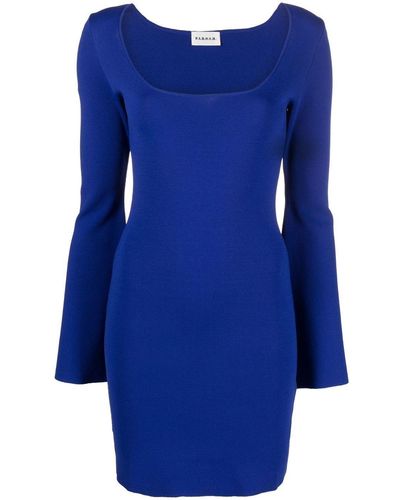 P.A.R.O.S.H. Knitted Long-sleeved Mini Dress - Blue