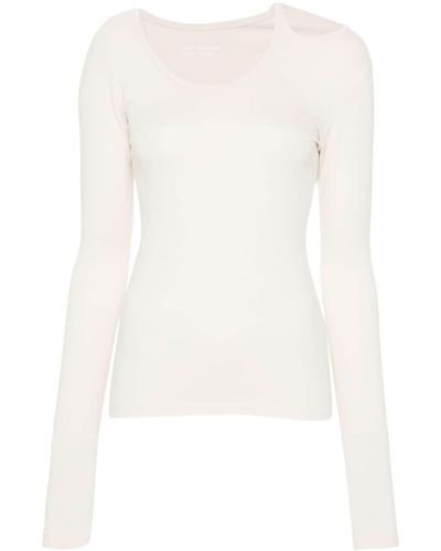 Low Classic T-shirt asimmetrica a maniche lunghe - Bianco
