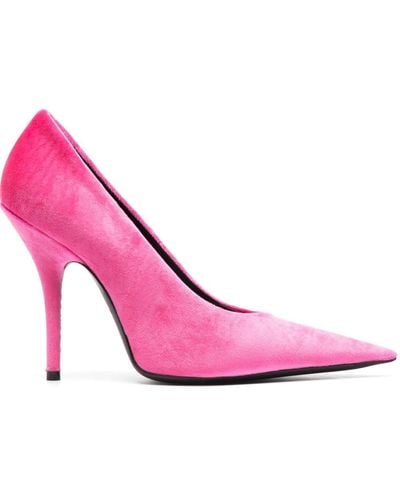 Balenciaga Knife 110mm Velvet Court Shoes - Pink