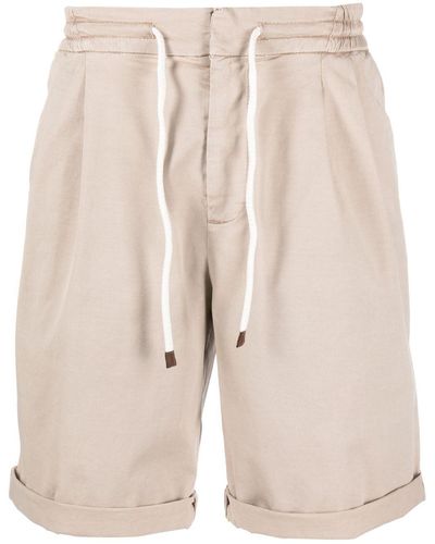 Brunello Cucinelli Drawstring-fastening Cotton Shorts - Natural