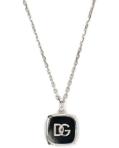 Dolce & Gabbana Logo-plaque Chain-link Necklace - White