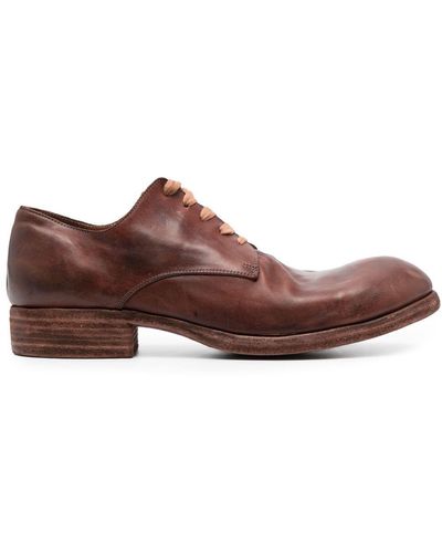 A Diciannoveventitre Round-toe Leather Derby Shoes - Brown