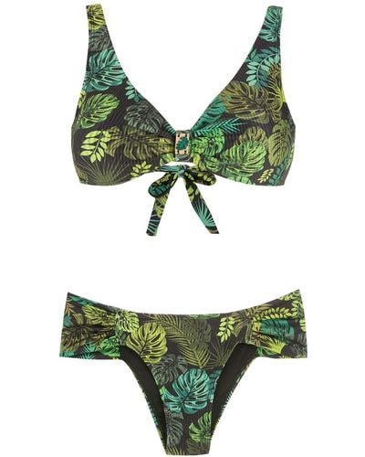 Amir Slama Bikini mit tropischem Print - Grün