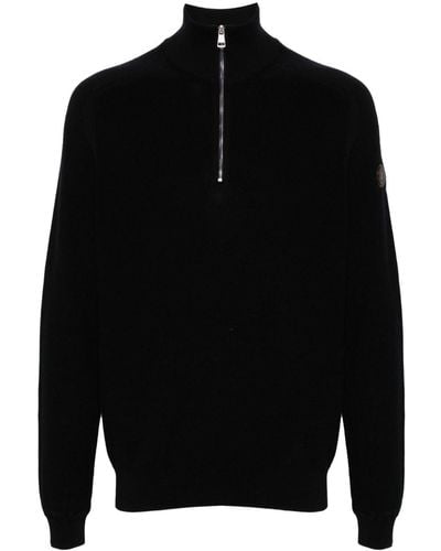 Moncler Mock-neck Zip-up Jumper - Black