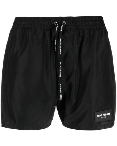 Balmain Pantalones cortos de chándal con parche del logo - Negro
