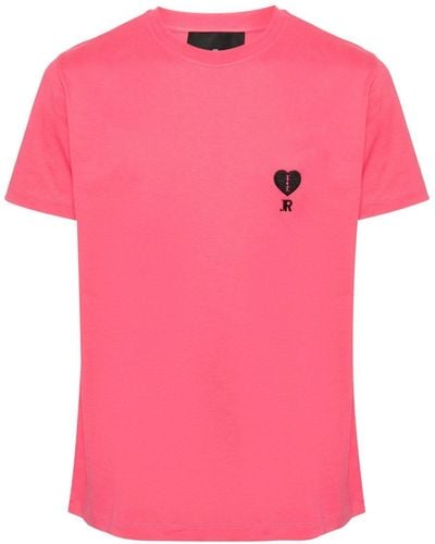 John Richmond Logo-embroidered Cotton T-shirt - Pink