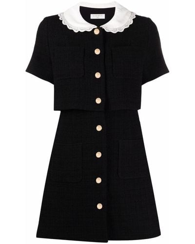 Sandro Contrast-collar Short Dress - Black