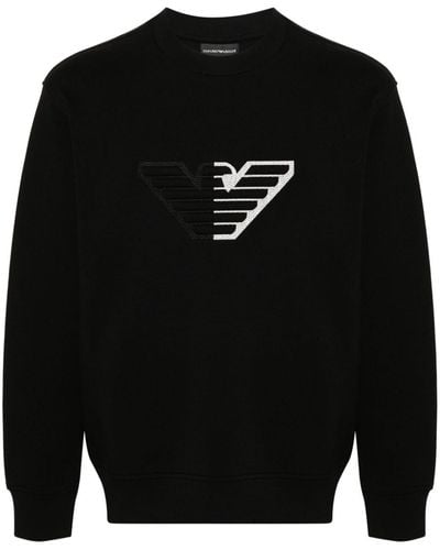 Emporio Armani Logo-appliqué Crew-neck Sweatshirt - Black