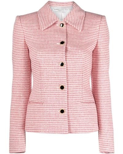 Alessandra Rich Sequined Check-pattern Tweed Jacket - Pink
