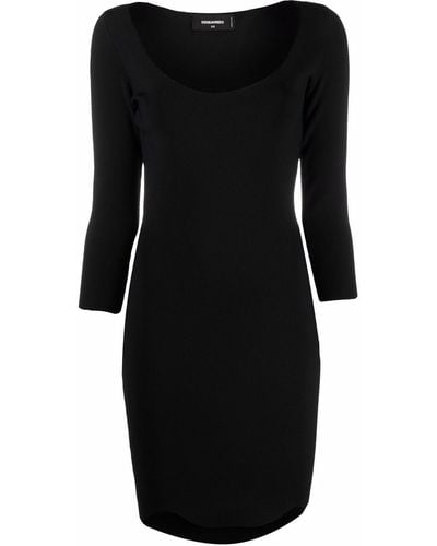 DSquared² Three Quarter-sleeved Fitted Dress - Black