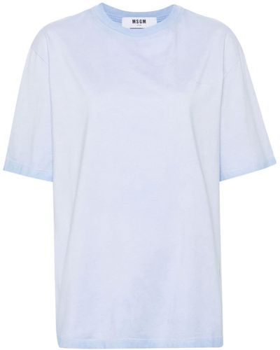 MSGM Logo-embroidered Cotton T-shirt - Wit