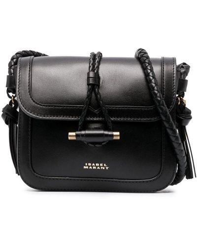Isabel Marant Vigo Flap Leather Crossbody Bag - Black