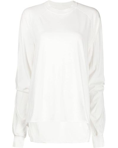 Rick Owens Asymmetric Distressed Cotton Sweatshirt - White