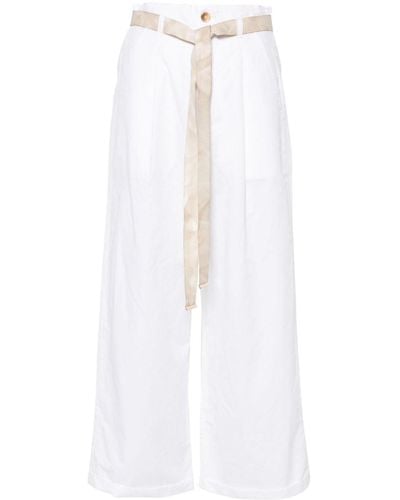 Pinko Cropped-Hose mit Gürtel - Weiß