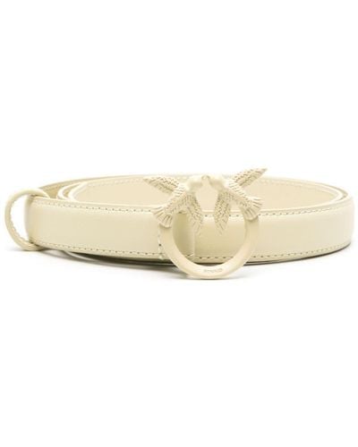 Pinko Love Berry Leather Belt - Natural