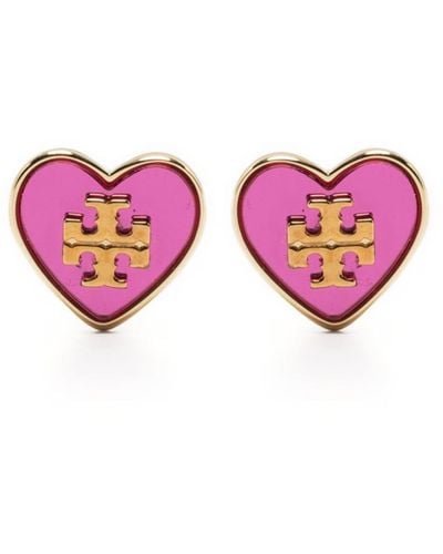 Tory Burch Kira Logo-charm Earrings - Pink