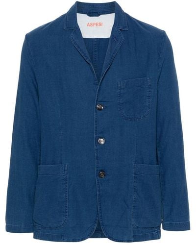 Aspesi Herringbone-pattern Shirt Jacket - Blue