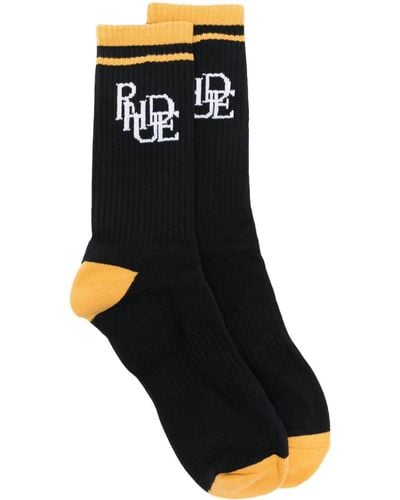 Rhude Scramble Logo Intarsia-knit Socks - Black