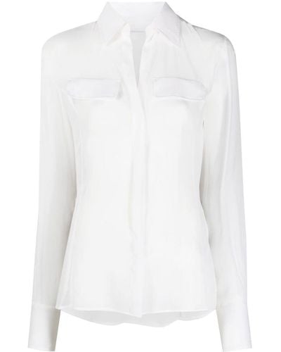 Genny Long-sleeve Silk Shirt - White