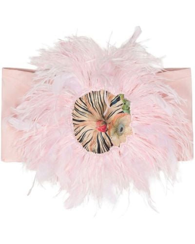 Cynthia Rowley Feather-embellished Bandeau Top - Pink