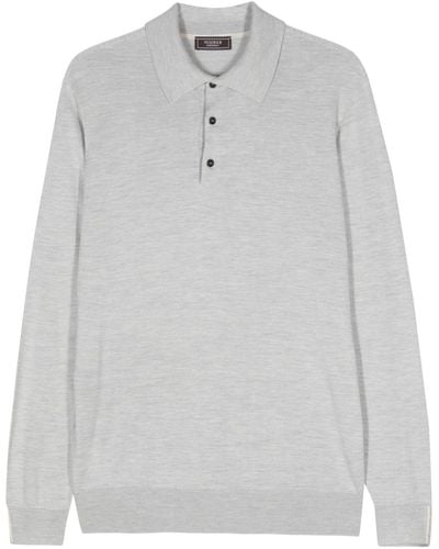 Peserico Mélange Longsleeved Polo Shirt - Grey