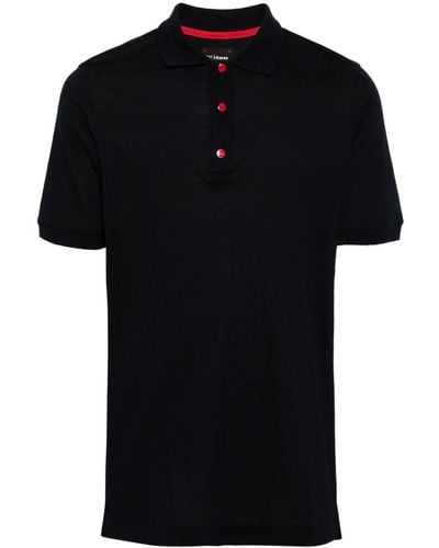 Kiton Piqué-Weave Cotton Polo Shirt - Black