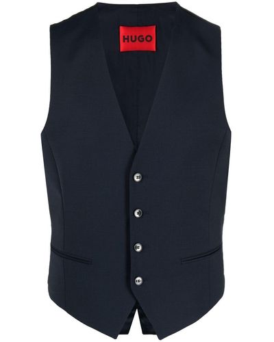 HUGO Single-breasted Buttoned Waistcoat - Blue