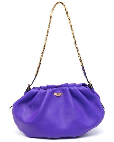 Moschino Logo-strap Leather Shoulder Bag - Purple