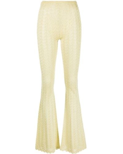 Alessandra Rich Lace-knit Flared Trousers - Yellow