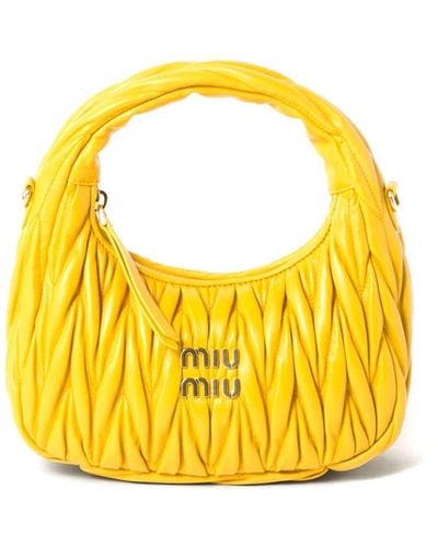 Miu Miu Bolso shopper Wander de matelassé - Amarillo